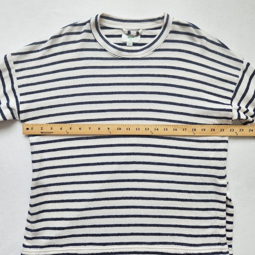 Aerie Striped Oversized Sweater Shirt Blue White Summer Pool Beach Spring Small - Picture 8 of 10